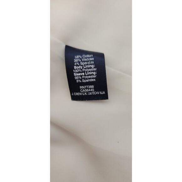 J CREW Thompson Blazer Womens SZ 0 Bi Stretch Schoolboy Jacket Ecru A03651 - Picture 8 of 9